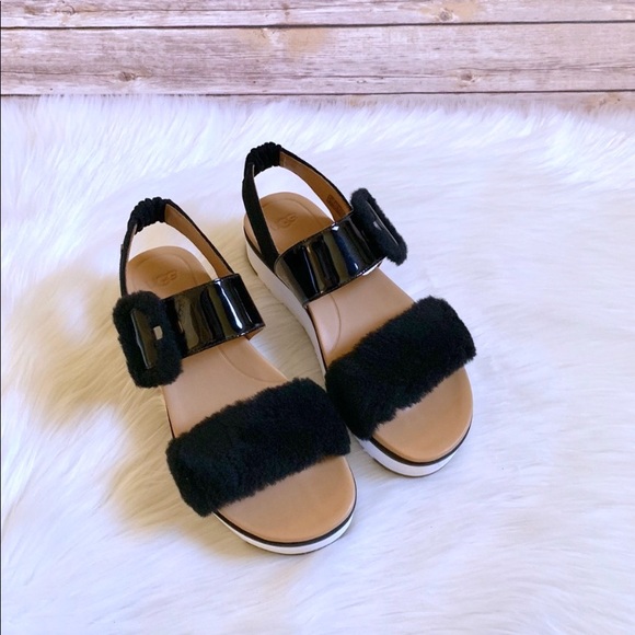 UGG Black Le Fluff Platform Sandals - Picture 3 of 8